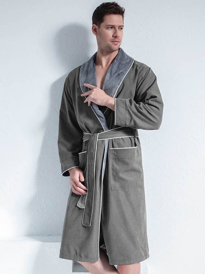 Men's Luxury Microfiber Spa Robe for wholesale by SEYANTE