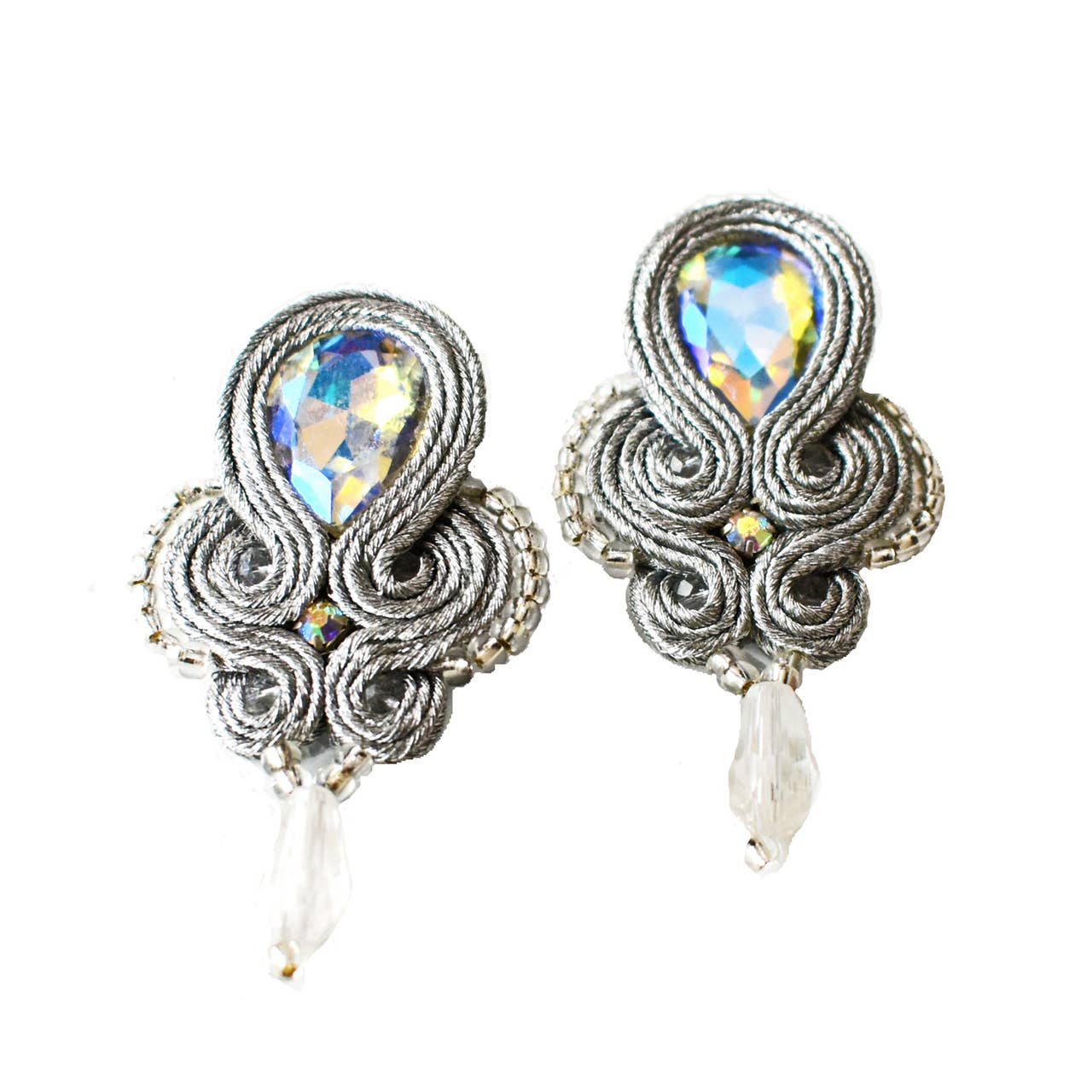 Laurent Scott Collection - Vente Boucles d'oreilles pendantes - Soutache - Sylvia - Boucles d'oreilles Poteau Argent