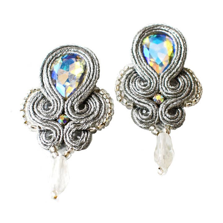 Laurent Scott Collection - Wholesale Dangle Earrings - Soutache - Sylvia - Silver Post Earrings