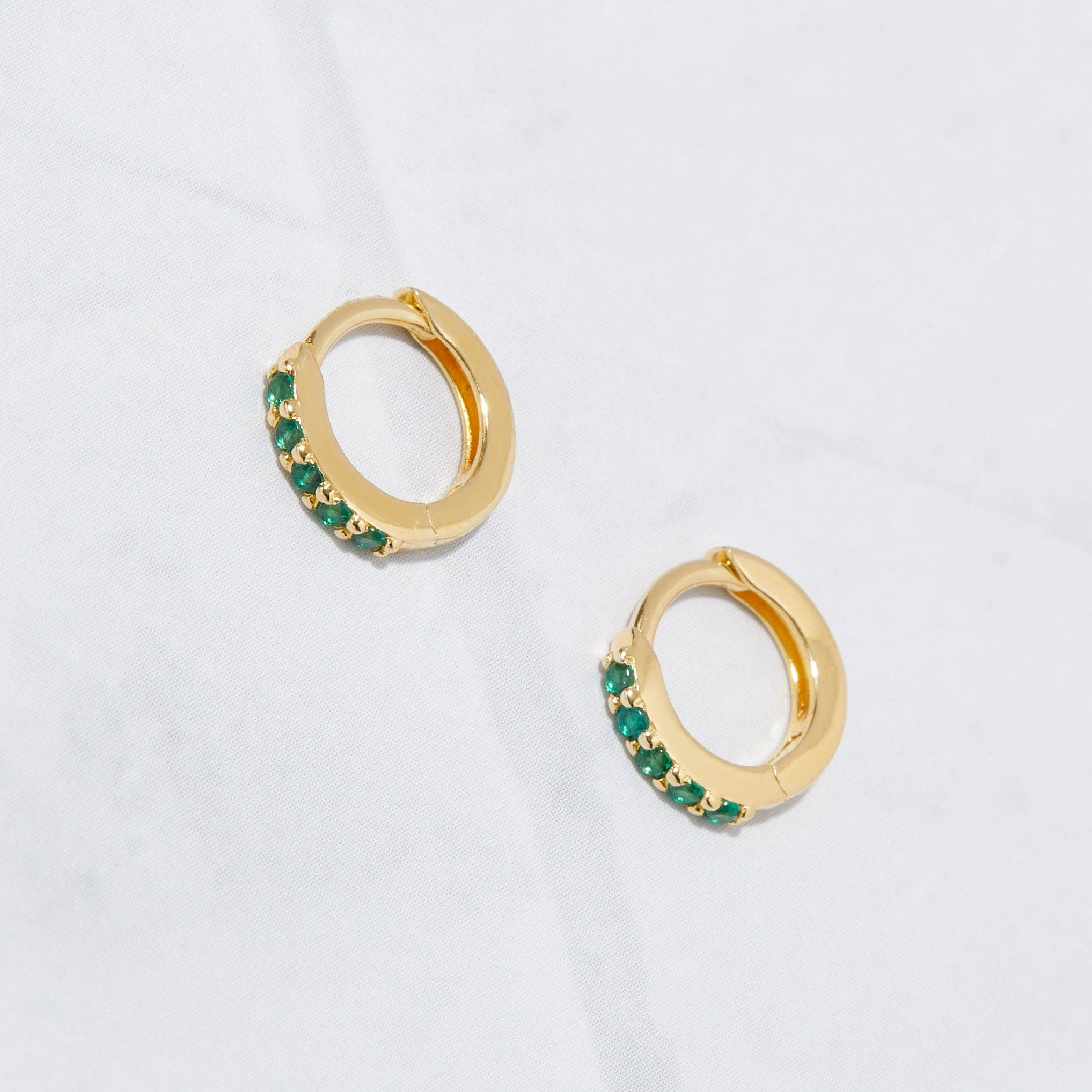 Sami Jewels - Wholesale Huggie Earrings - Emerald CZ Huggies3