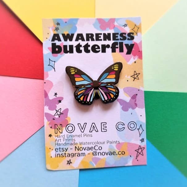 Awareness Butterfly Hard Enamel Pin for wholesale by Novae Co