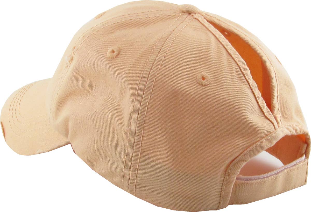 KBETHOS - Wholesale Ponytail Cap - Women's - Ponytail Washed Distressed Cotton Cap112