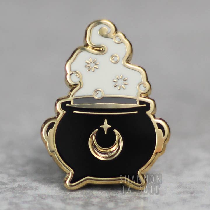 Shannon Talbott - Wholesale Lapel Pin/Button - Witchy Gothic Cauldron Spooky Halloween Enamel Pin - Gold0