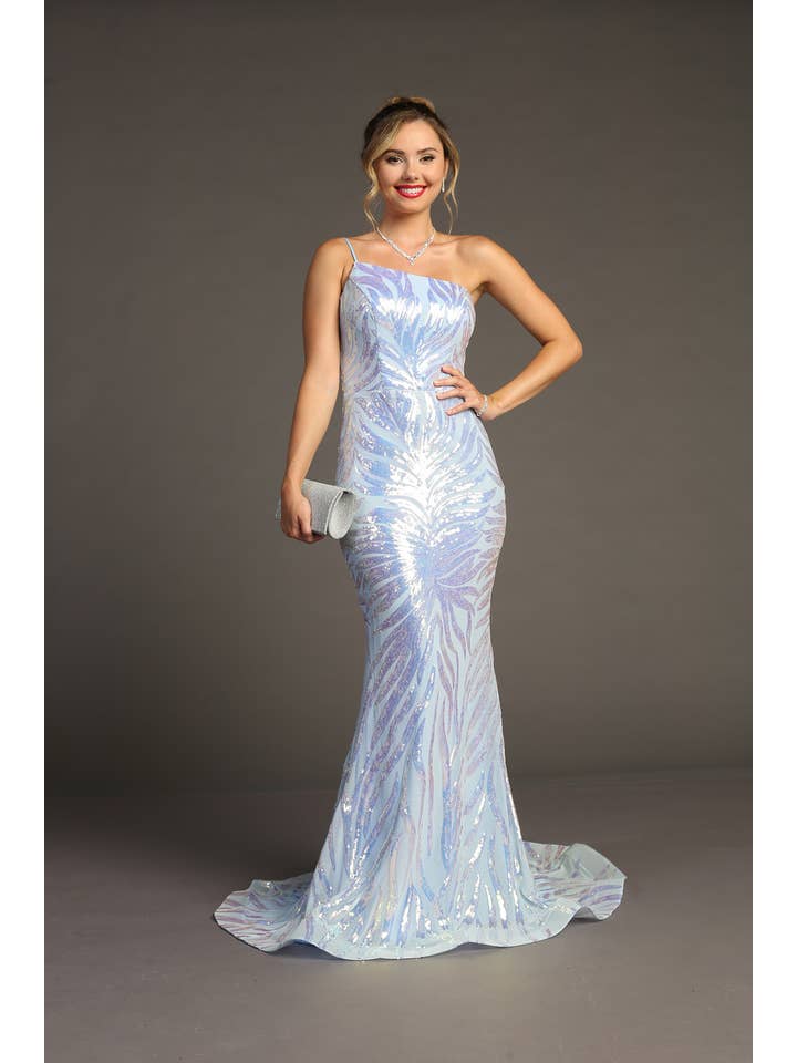 Chicas - Wholesale Gown - Women's - One Shoulder Sequin Metallic Mermaid Dress C823