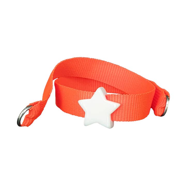 PULSERA NARANJA FLUORESCENTE ESTRELLA BLANCA para venta al por mayor de Smartever Srl