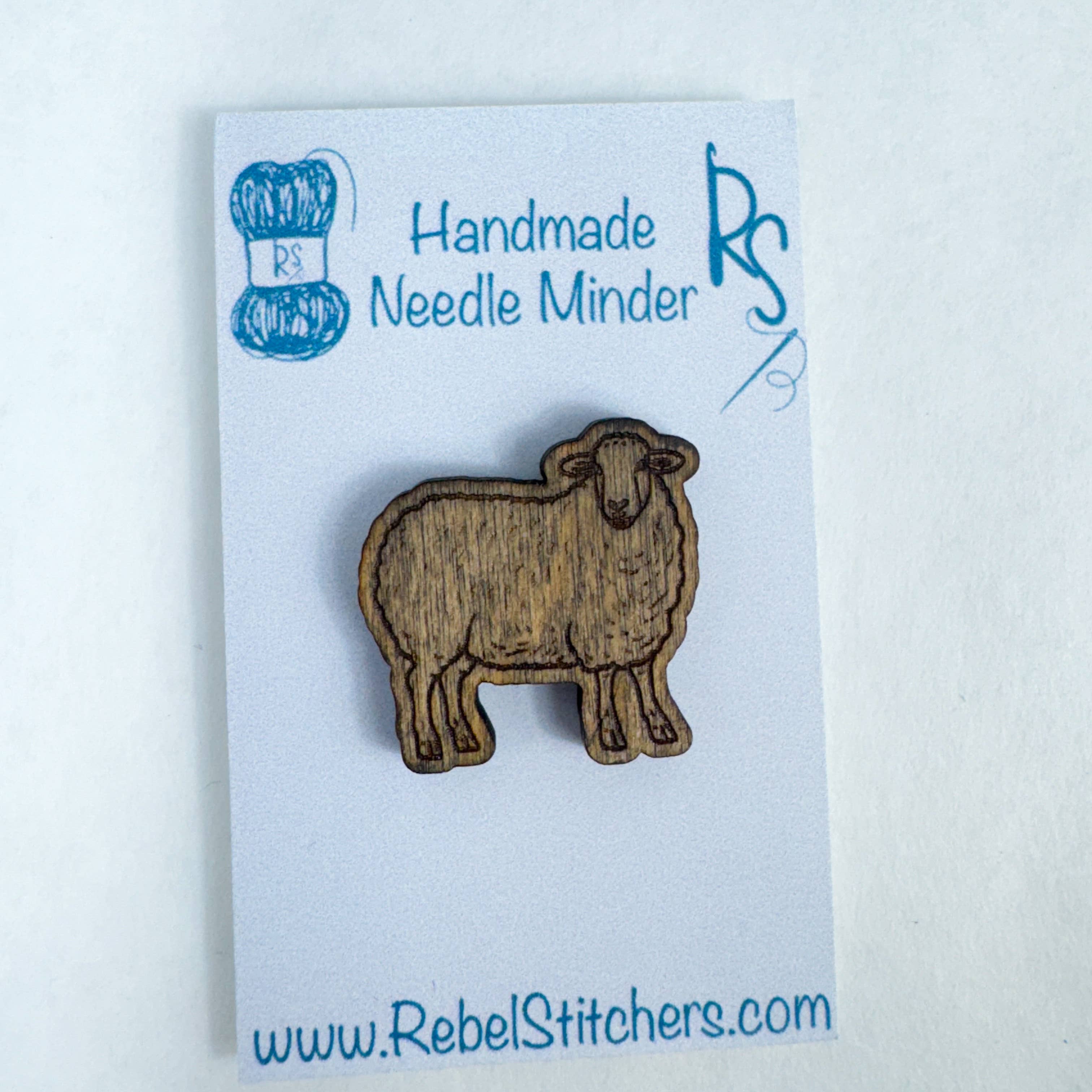 Art by Erica H & Rebel Stitchers - Wholesale Embroidery/Cross Stitch Supplies - Standing Sheep Engraved Wooden Magnetic Needle Minder3