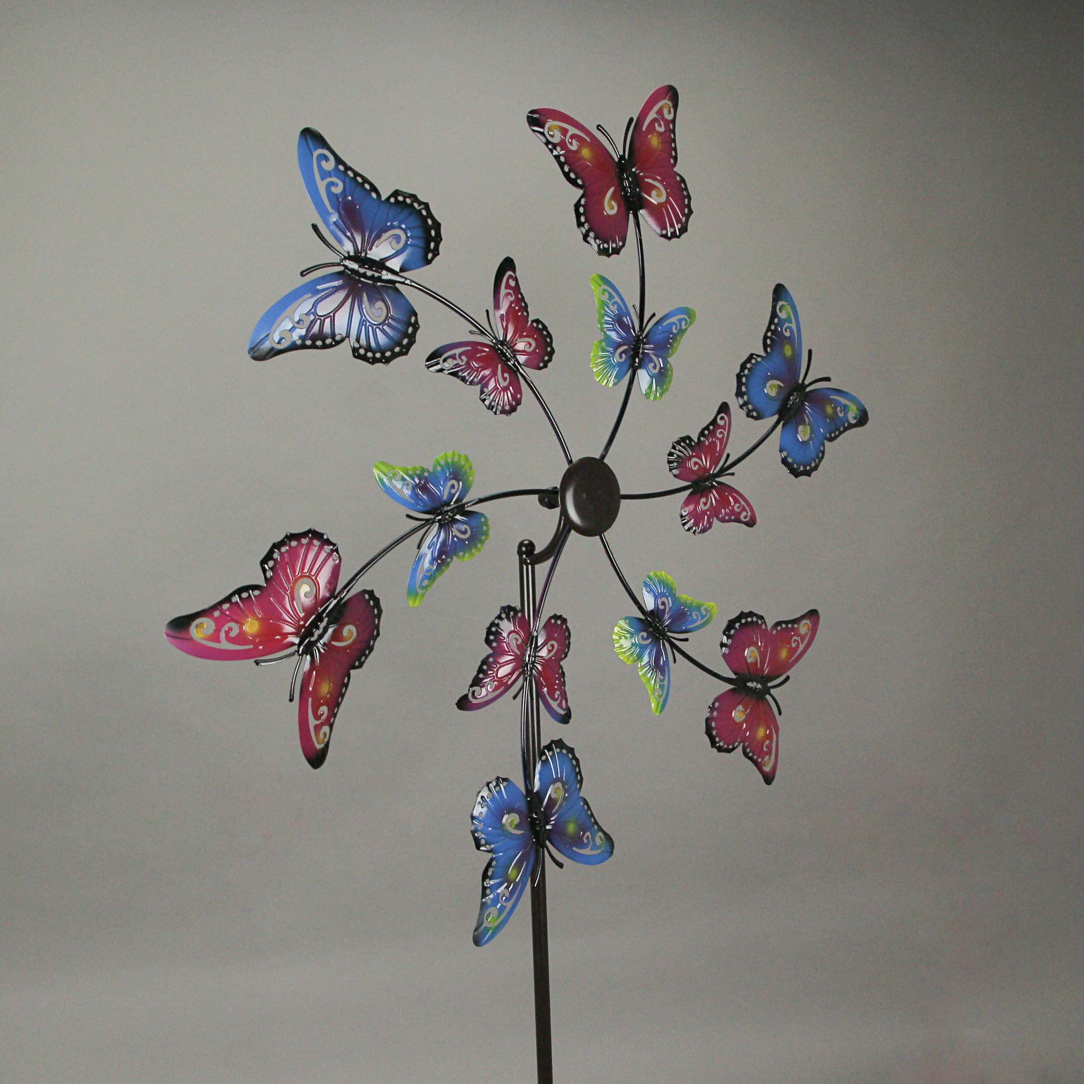 Things2Die4 - Wholesale Wind Spinner - Whimsical Laser-Cut Butterfly Kinetic Wind Sculpture Garden Twirler Spinner Stake - Vibrant Red and Blue Finish - 72 Inches High - Outdoor Decor Delight1