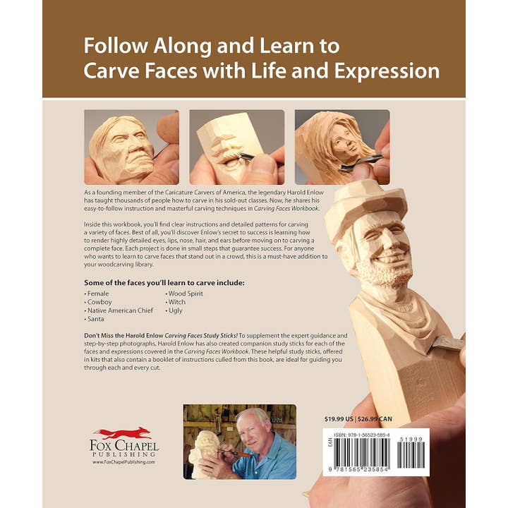 Fox Chapel Publishing - Wholesale Crafts, Hobbies & DIY - Carving Faces Workbook - Learn to Carve Facial Expressions1