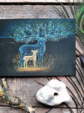 Ancestor Stag Greetings Card for wholesale by Hannah Willow Art