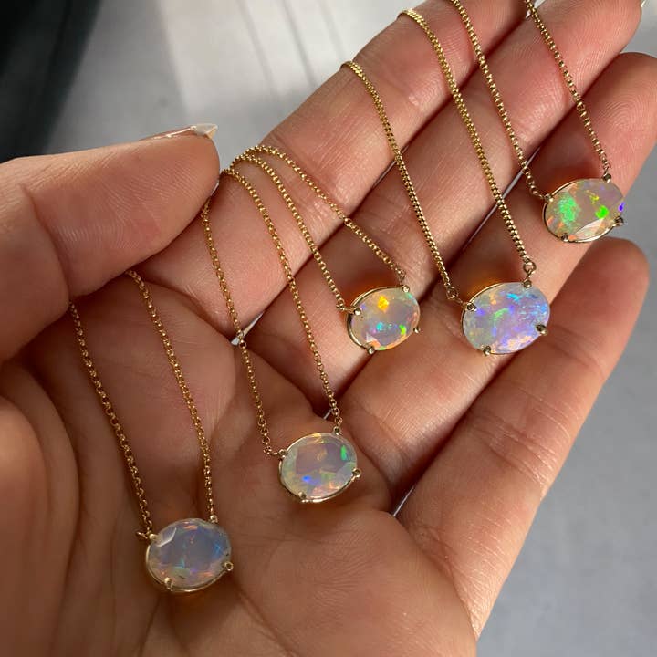 Kimiya Designs - Wholesale Pendant/charm necklace - Solitaire Oval Opal Necklace1