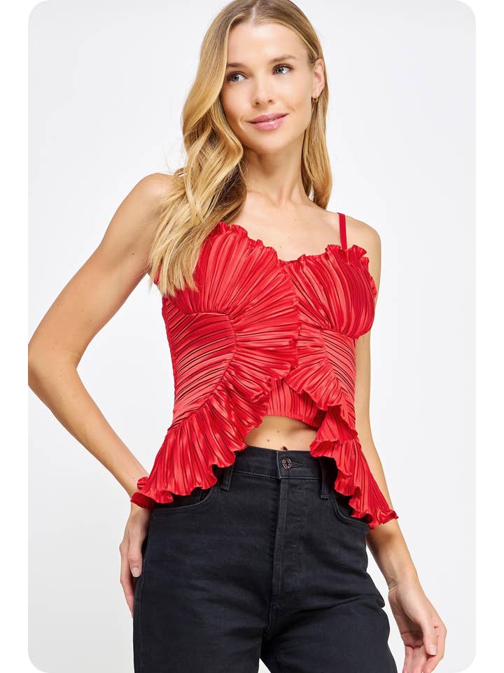 Strut & Bolt - Wholesale Shirt - Women's - Pleated Satin Ruffled Top21