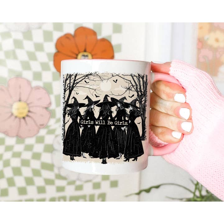 NVC Ecommerce LLC - Wholesale Coffee Mug - Girls Will Be Girls Witchy Halloween Mug, Feminist Halloween