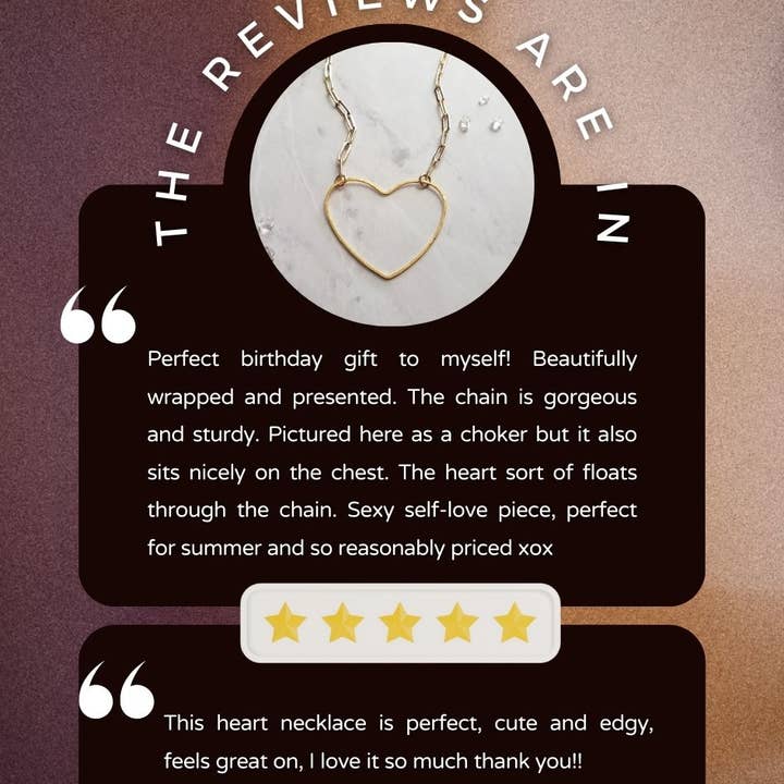 Dreamers of Dreams - Wholesale Pendant/Charm Necklace - Big Gold Heart | Paperclip Chain Necklace3