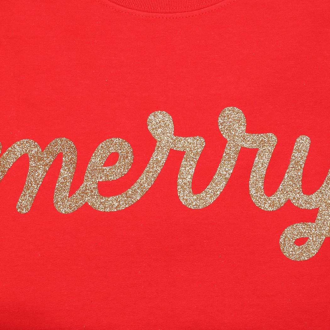 Fashion City - Vendita all'ingrosso Felpa - Donna - Camicia in pile con logo glitterato Merry Typography3