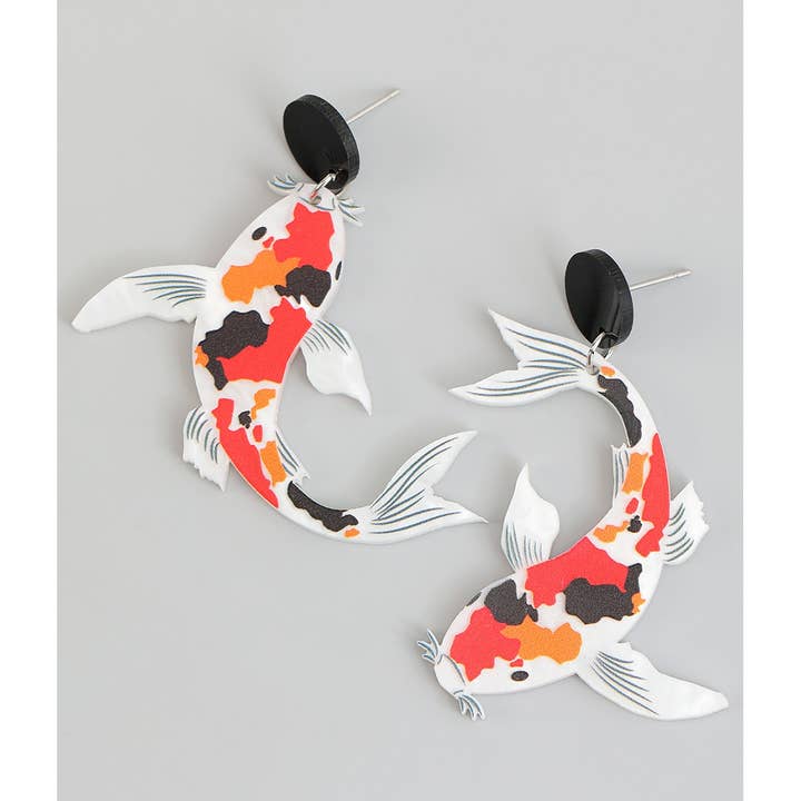 MARBLED ACRYLIC KOI FISH DROP EARRINGS for wholesale by Girly