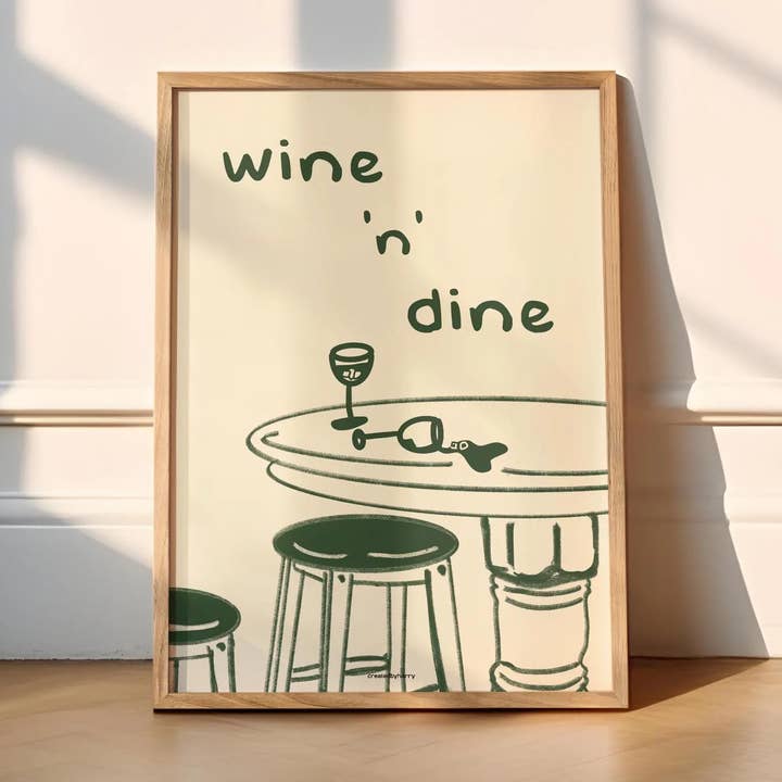 Wein und Speisen Wandkunst Druck für den Großhandel von Createdbyharry