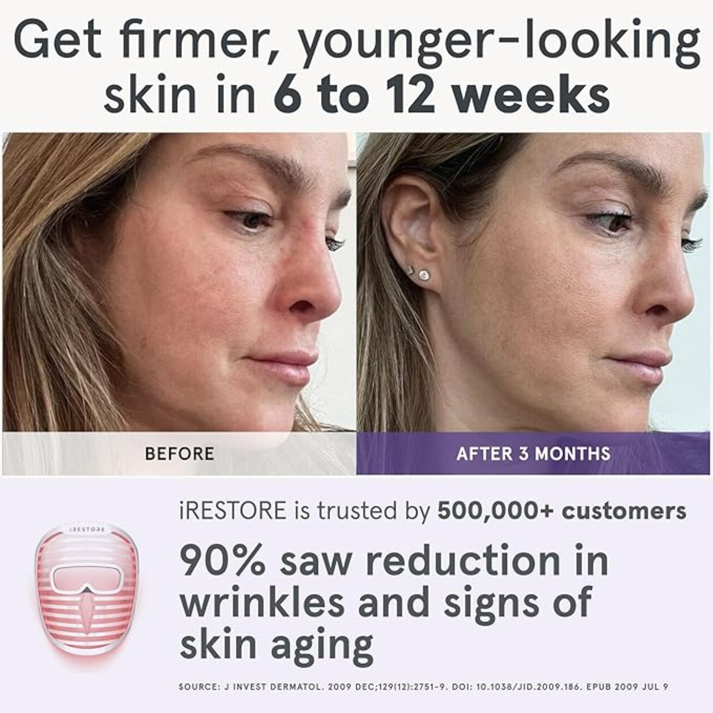 iRESTORE - Vente Masque pour le visage - Masque facial iRESTORE à LED pour thérapie par lumière | Lumière bleue, infrarouge et rouge5