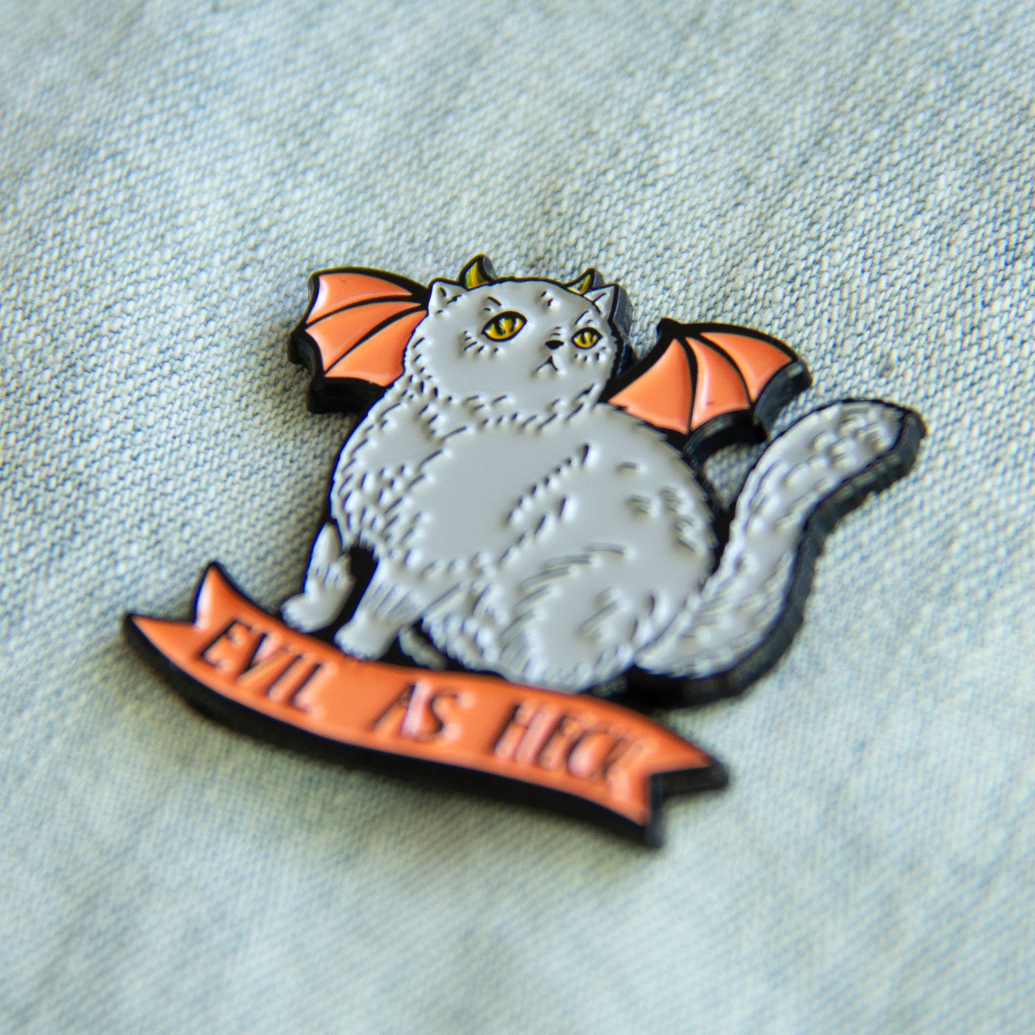 Ectogasm - Wholesale Lapel Pin/Button - "Evil As Heck" Halloween Devil Cat Enamel Pin5