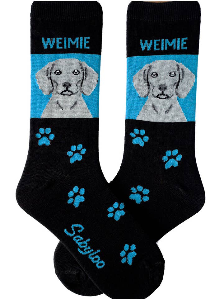 Weimaraner Dog Socks Blue for wholesale by Sabyloo