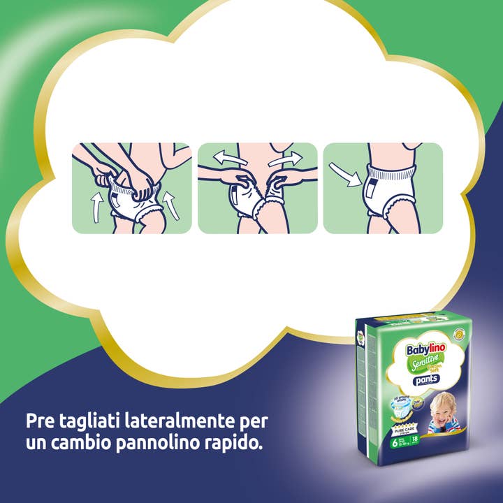 Babylino - Wholesale Diaper (Non-Cloth) - Baby - Babylino Sensitive Cotton Soft, Pant Diaper Size 6, 18 Units5