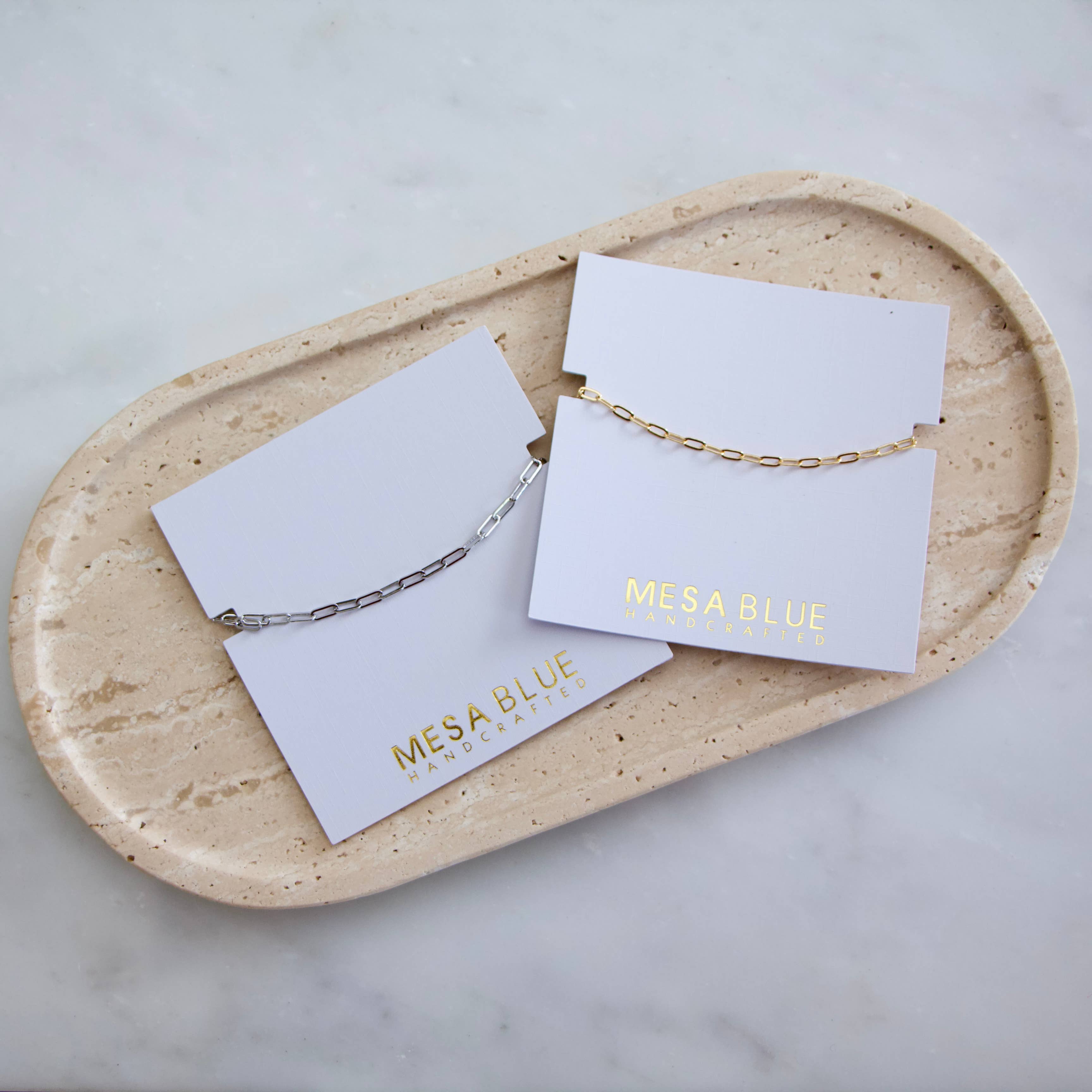 Mesa Blue - Wholesale Link & Chain Bracelet - Mini Paperclip Bracelet - Gold or Silver4