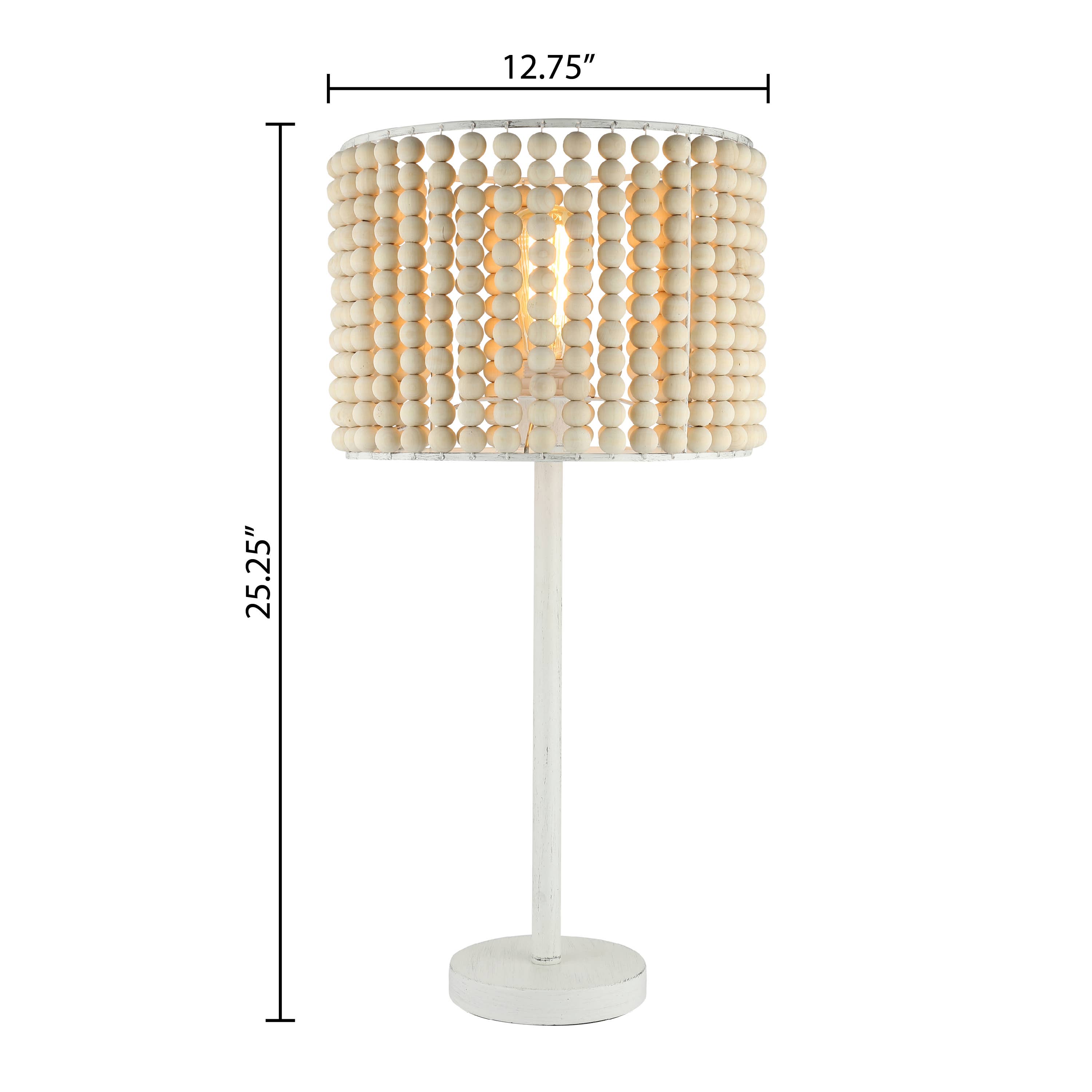 River of Goods - Vente Lampes d'appoint/de bureau - Lampe de table en bois perlée blanche H Elizah de 25 po2