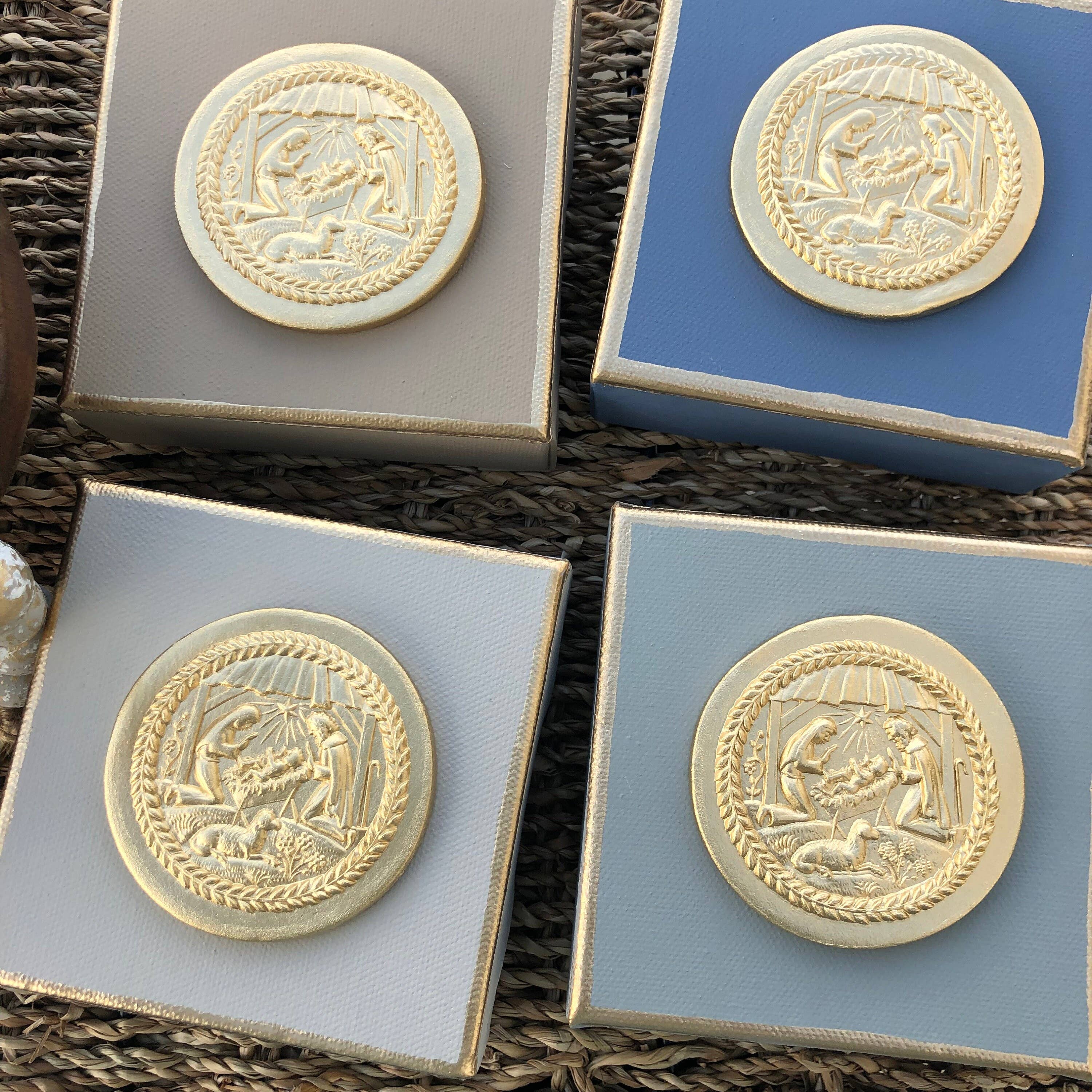 Place of Grace Designs - Vente Crèche de Noël - Toile en taille-douce de la Nativité | Art taillé en plâtre | Christian3