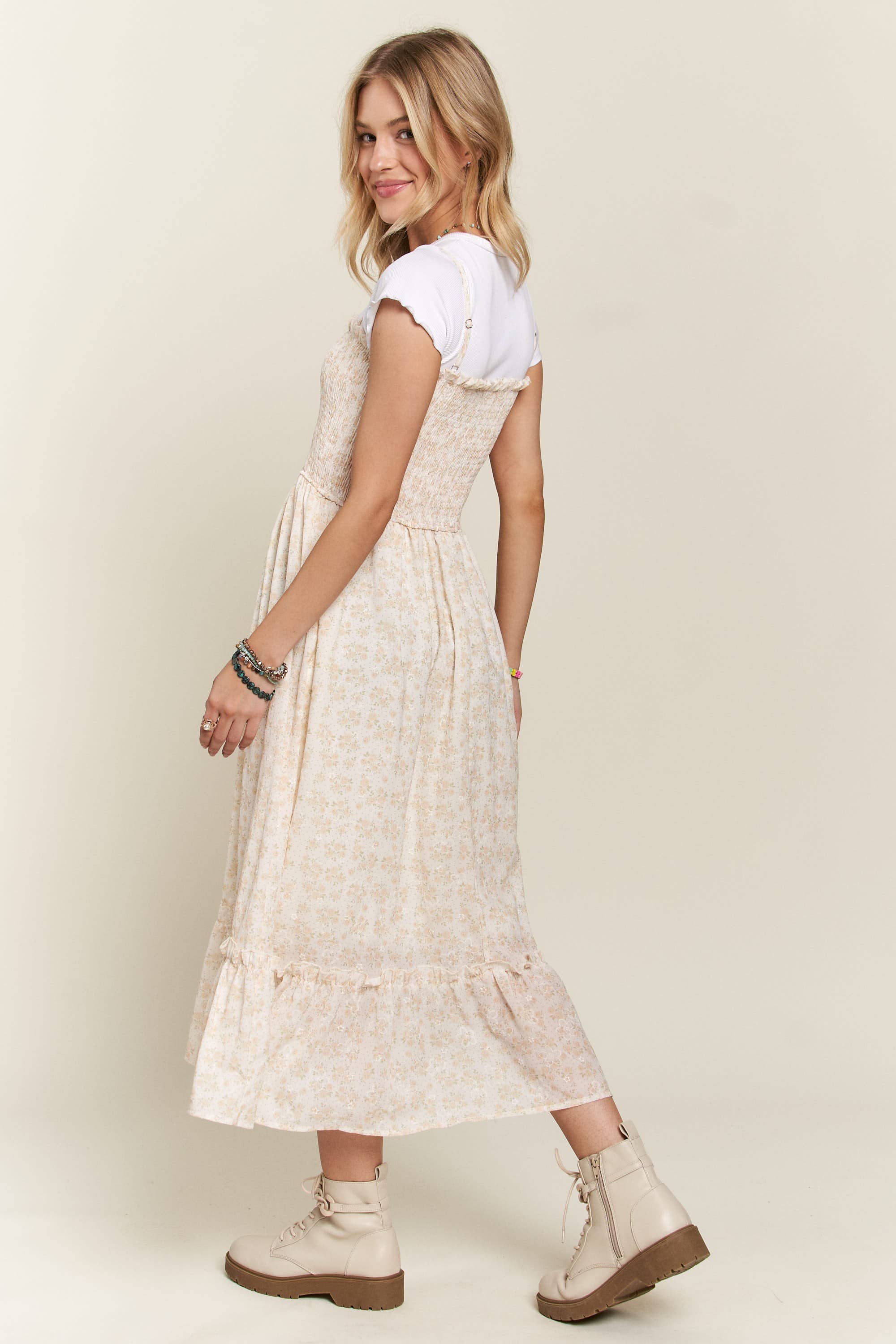 ADORA LA - Wholesale Dress - Women's - CED3621 - RUFFLE FLORAL MIDI DRESS14