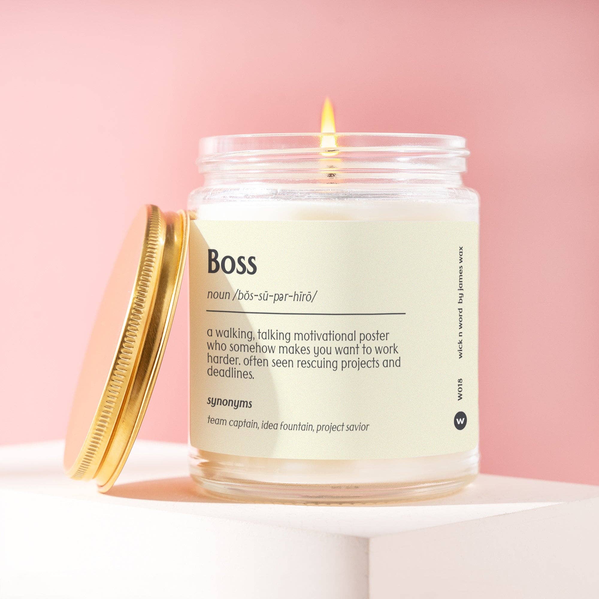 Wick n Word - Wholesale Jar/Filled Candle - Personalized Boss Gift Boss Definition Candle Gift For Boss Best Boss Coworker Funny Surprise Gift Holiday Gift W018