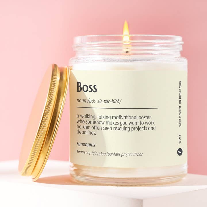 Wick n Word - Wholesale Jar/Filled Candle - Personalized Boss Gift Boss Definition Candle Gift For Boss Best Boss Coworker Funny Surprise Gift Holiday Gift W0180