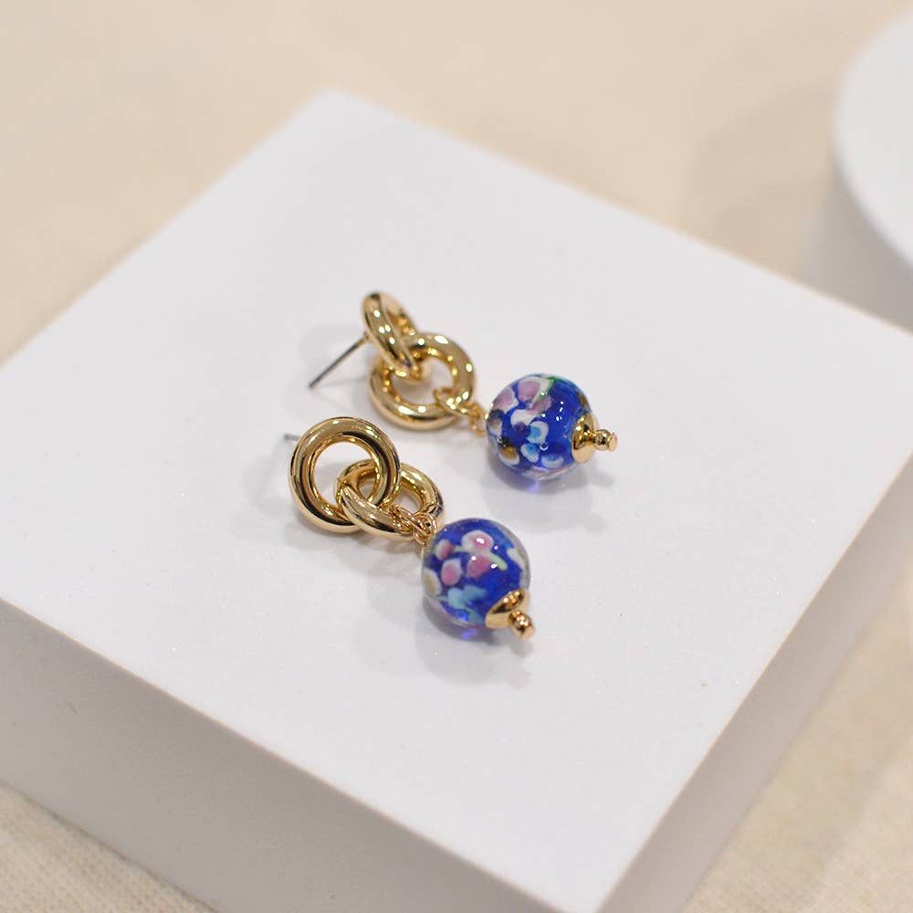 StarryNYC – Großhandel Ohrhänger – Ohrhänger in Kugelform aus Murano-Glas mit elegantem Muster11