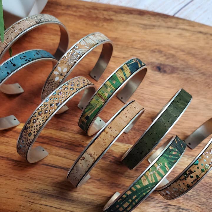 Pulseira de punho de prata de cortiça por atacado de Gem Lounge Jewelry