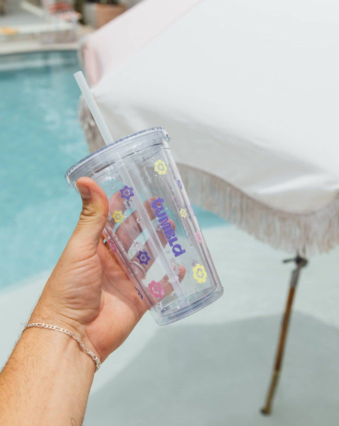 Daily Hydration Insulated Tumbler/ Coffee Cup - Clear Floral for wholesale on Faire3