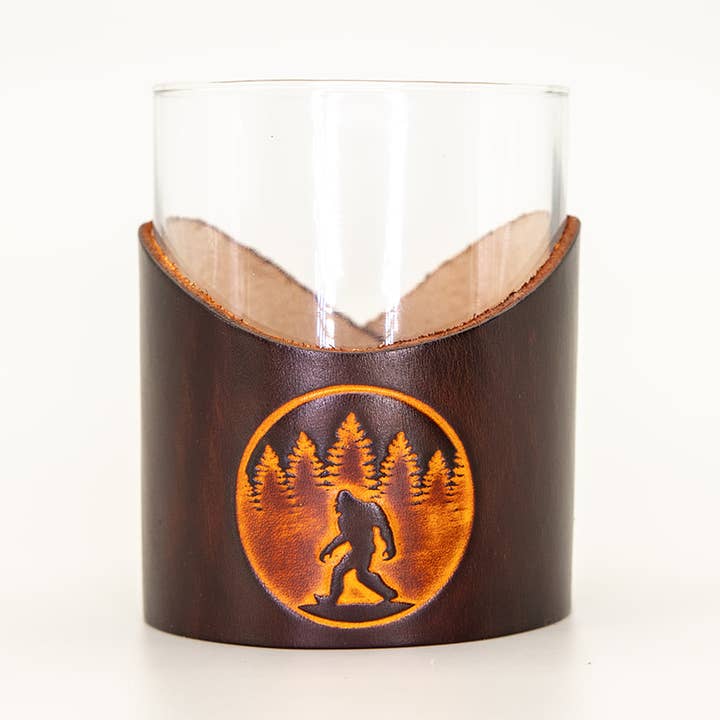 Leather Rocks Glass - Sasquatch for wholesale by Lindy Leather