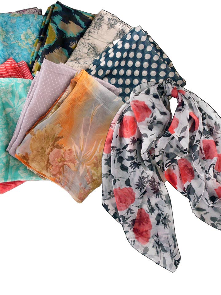 Chiffon Pattern Scarves-asst for wholesale by Magic Touch Corp