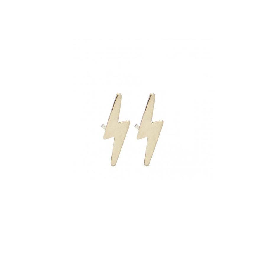 gold & gray - Wholesale Stud/Post Earrings - Mini Lightning Bolt Studs Earring