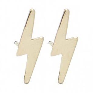 gold & gray - Wholesale Stud/Post Earrings - Mini Lightning Bolt Studs Earring0