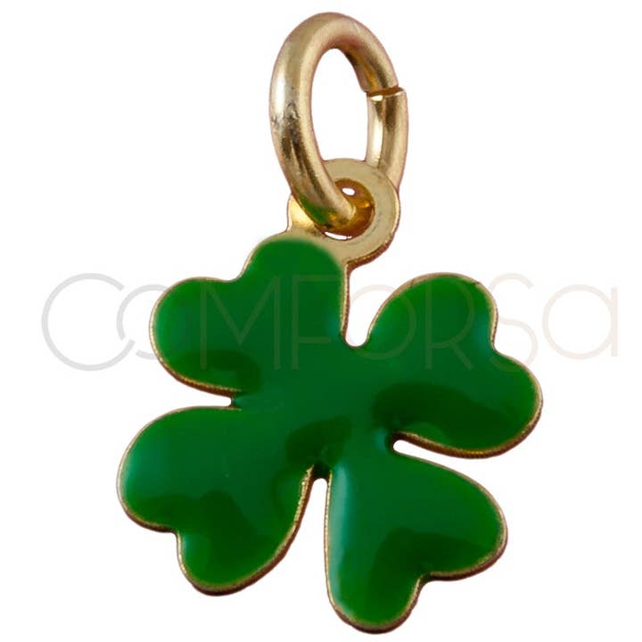 COM FORSA SL - Vendita all'ingrosso Ciondolo/pendente - Ciondolo quadrifoglio con smalto verde 8 mm argento