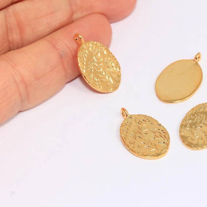 Charms Feuille en Or Brillant 24k 14x18mm, Médaillon Feuille, XP440 pour la vente par QueenJewelryM