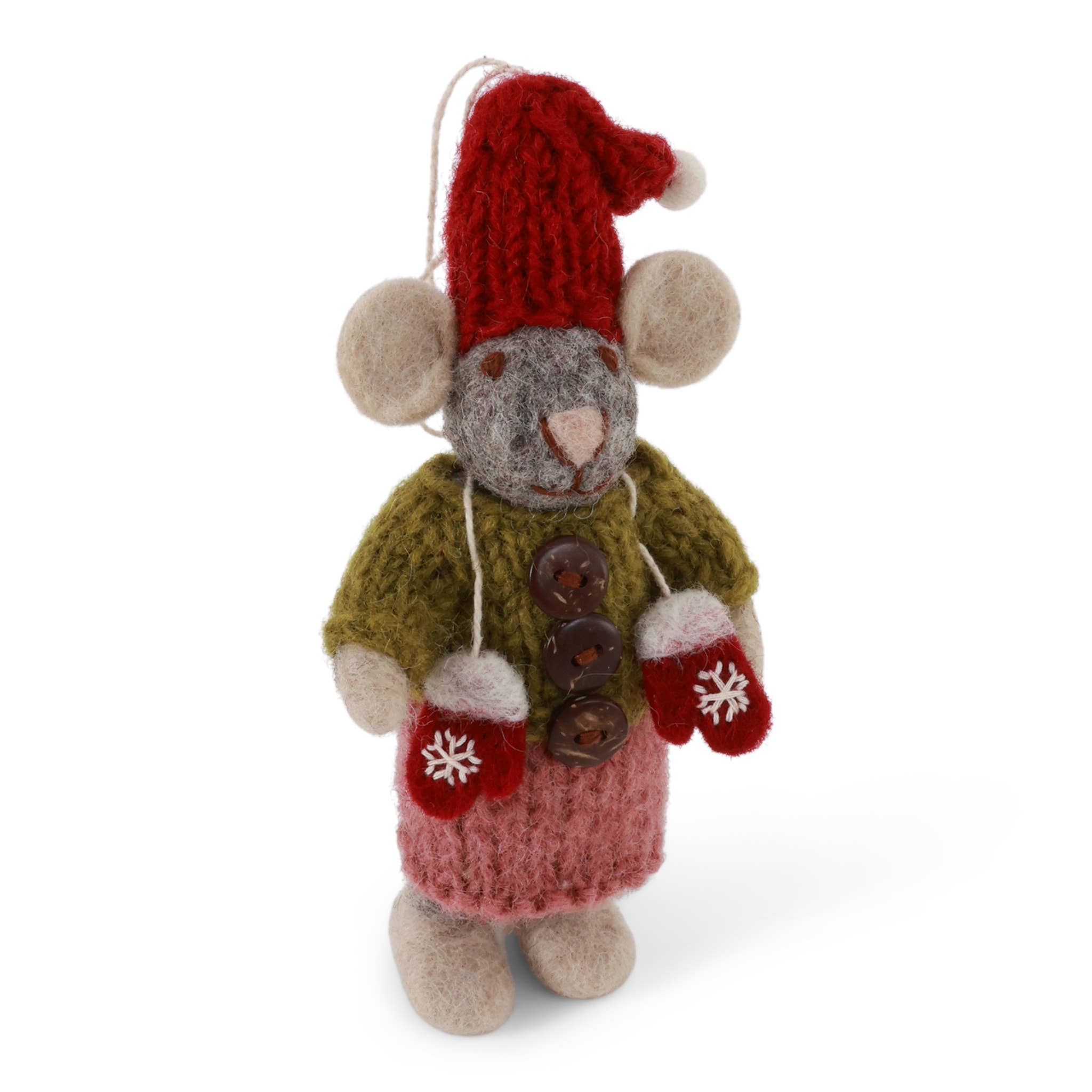 Gry and Sif - Wholesale Christmas Decoration - Small Grey Girly Mouse w/Mittens0