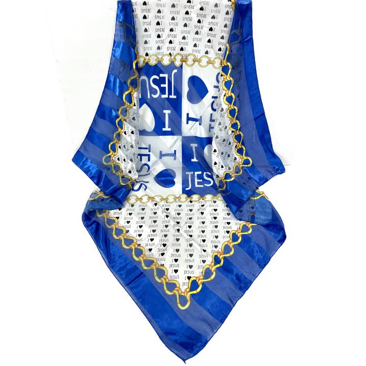 ASSORTED SILKY SCARF I LOVE JESUS 3720-1 (12PC) for wholesale on Faire