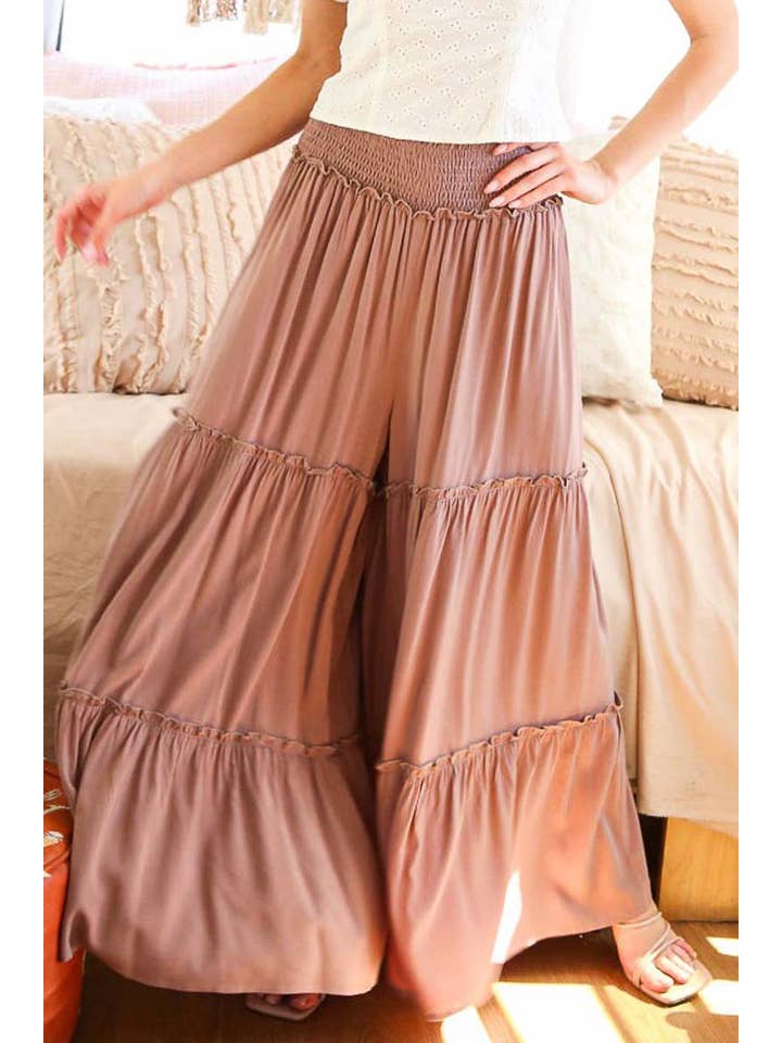 Vine & Love - Wholesale Pants - Women's - Maxi Tiered  Wide Leg Beach Palazzo Pants VP7305210