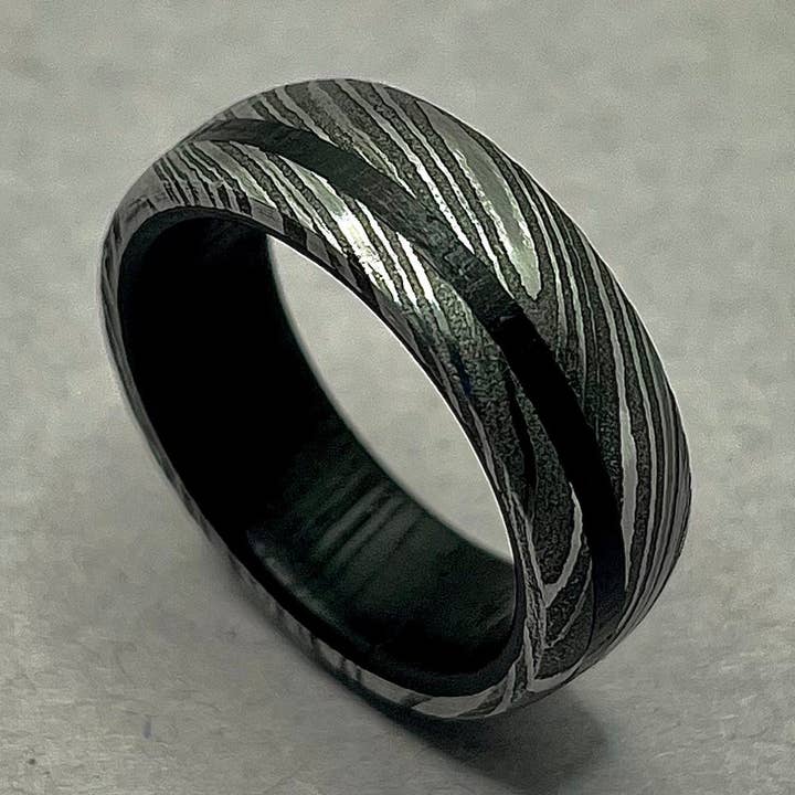 Whiskey Barrel Ring Black Ring Mens Unique Wedding Bands, Men Whiskey Wood Rings Promise Engagement Ring Mens Anniversary Ring Gift for Him for wholesale by RustyStudioUSA