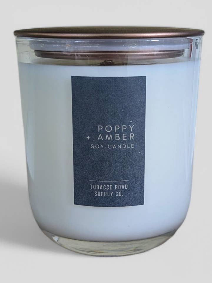 Poppy + Amber Soy Candle - 12 oz. for wholesale by Tobacco Road Supply Co.
