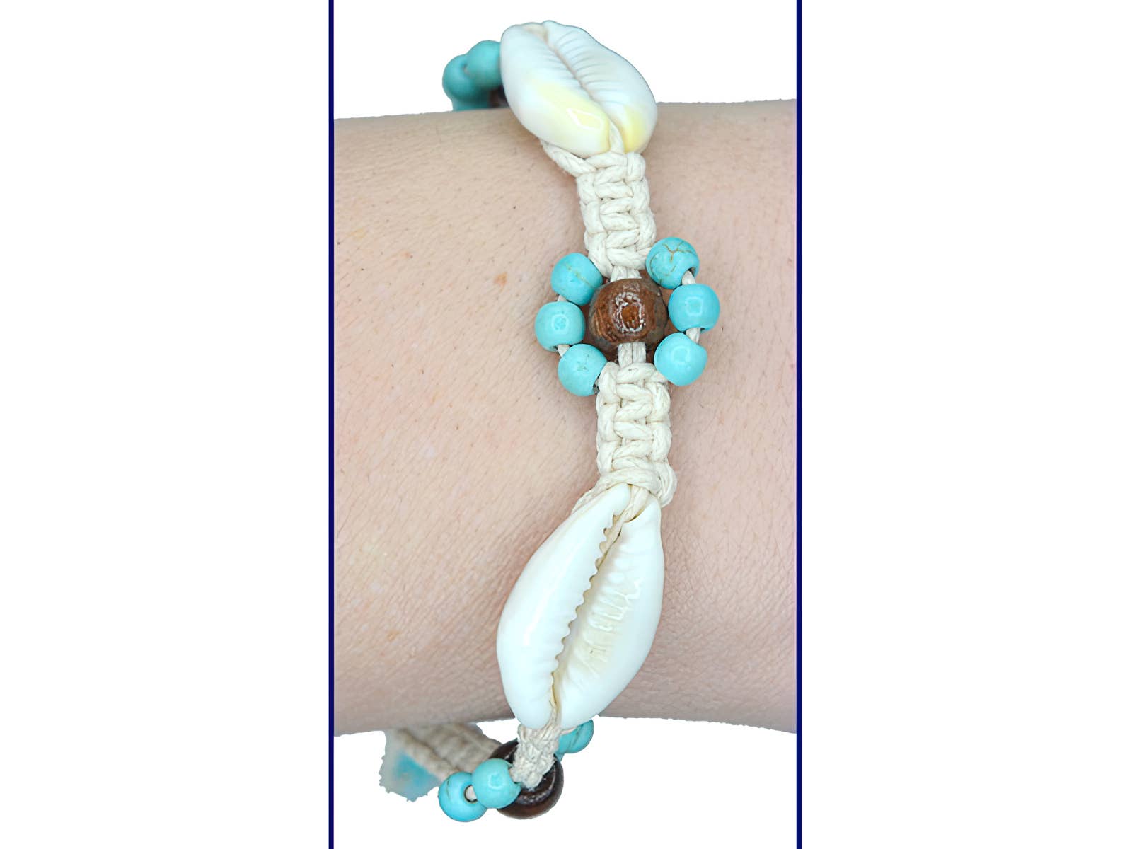 Gypsy Rose – Engroshandel Flettet armbånd – Cowry og Howlite Daisy Macrame armbånd
