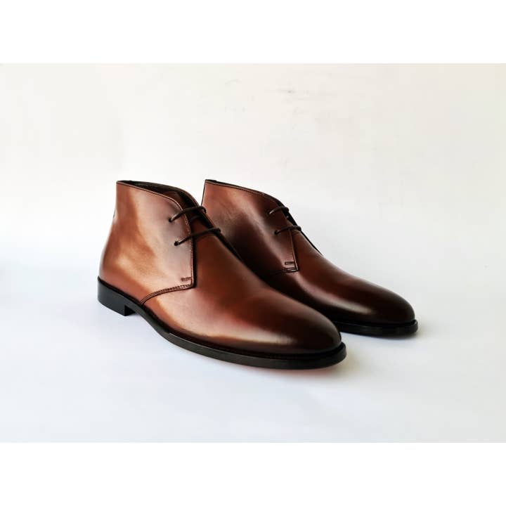 Breeze Brown Men's Genuine Leather Chukka Boots for wholesale by Scarpetto