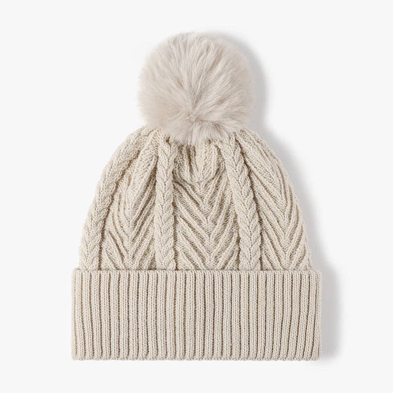 Dipped Shop – Gorro - Mulher por atacado – Gorro Pom de Malha de Cor Sólida Twist DPKB029013