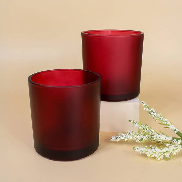 General Wax - Candle Making Supplies - Wholesale Candle Holder - 9.5 oz Monticiano Frosted Ruby - Candle Making Glass3