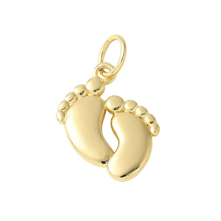 18k Gold Plated Brass Baby Feet Charm for wholesale by Love, Paige Designs
