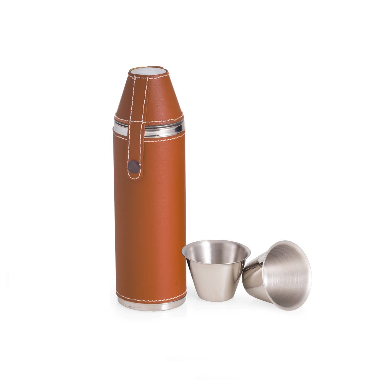 BeyBerk International - Wholesale Flask - 10 oz. Stainless Steel Tan Leather Flask